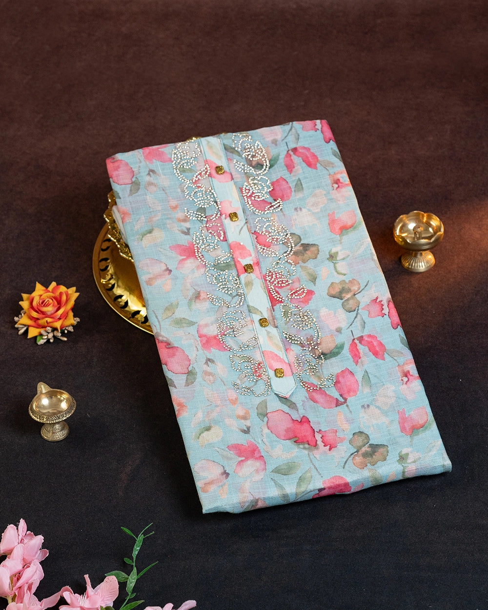 Elegant Floral Printed Chudi Material