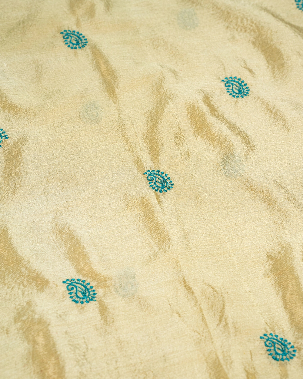 Elegant Teal Blue & Mustard Yellow Chudi MateriaL