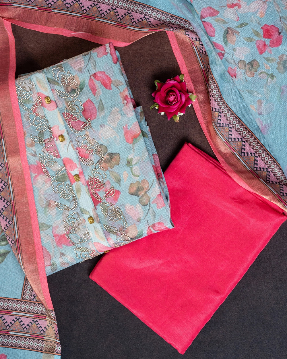 Elegant Floral Printed Chudi Material