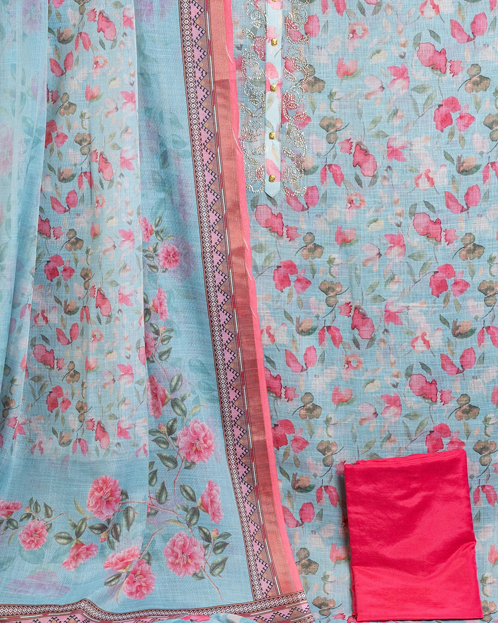 Elegant Floral Printed Chudi Material