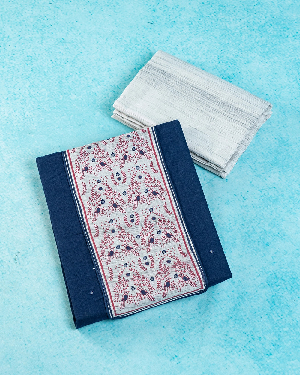 Elegant Beige & Navy Blue Chudi   Material
