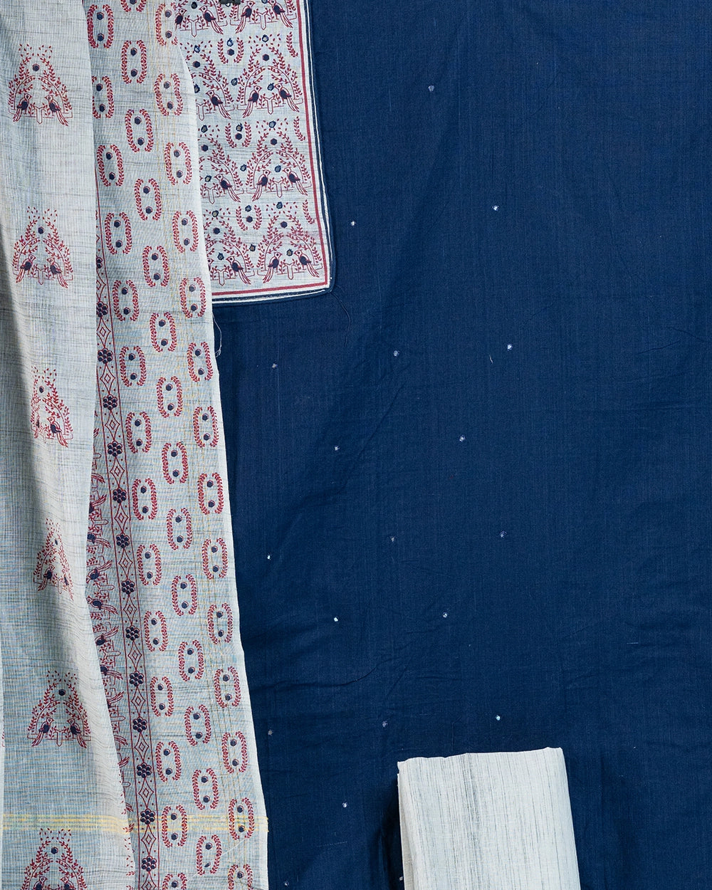 Elegant Beige & Navy Blue Chudi   Material