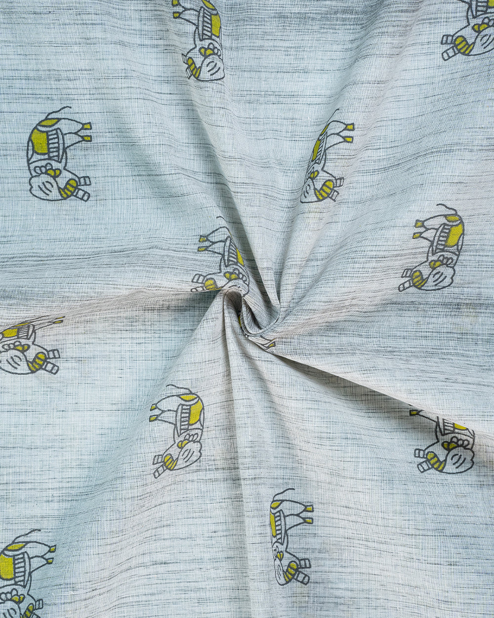 Elegant Cream & Yellow Printed Chudi Material