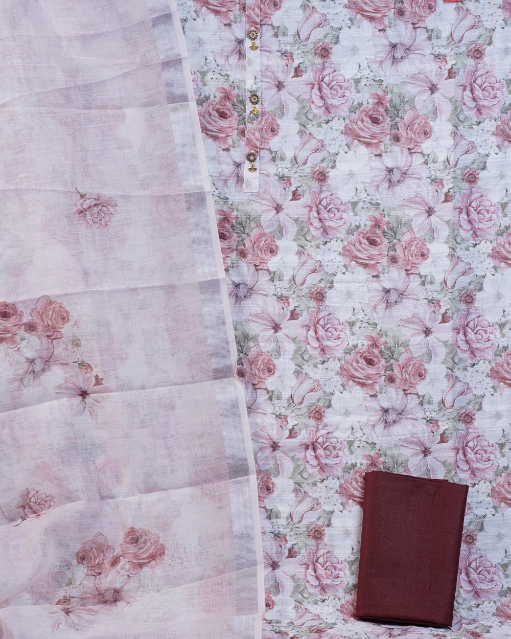 Peach & Maroon Chudi Material