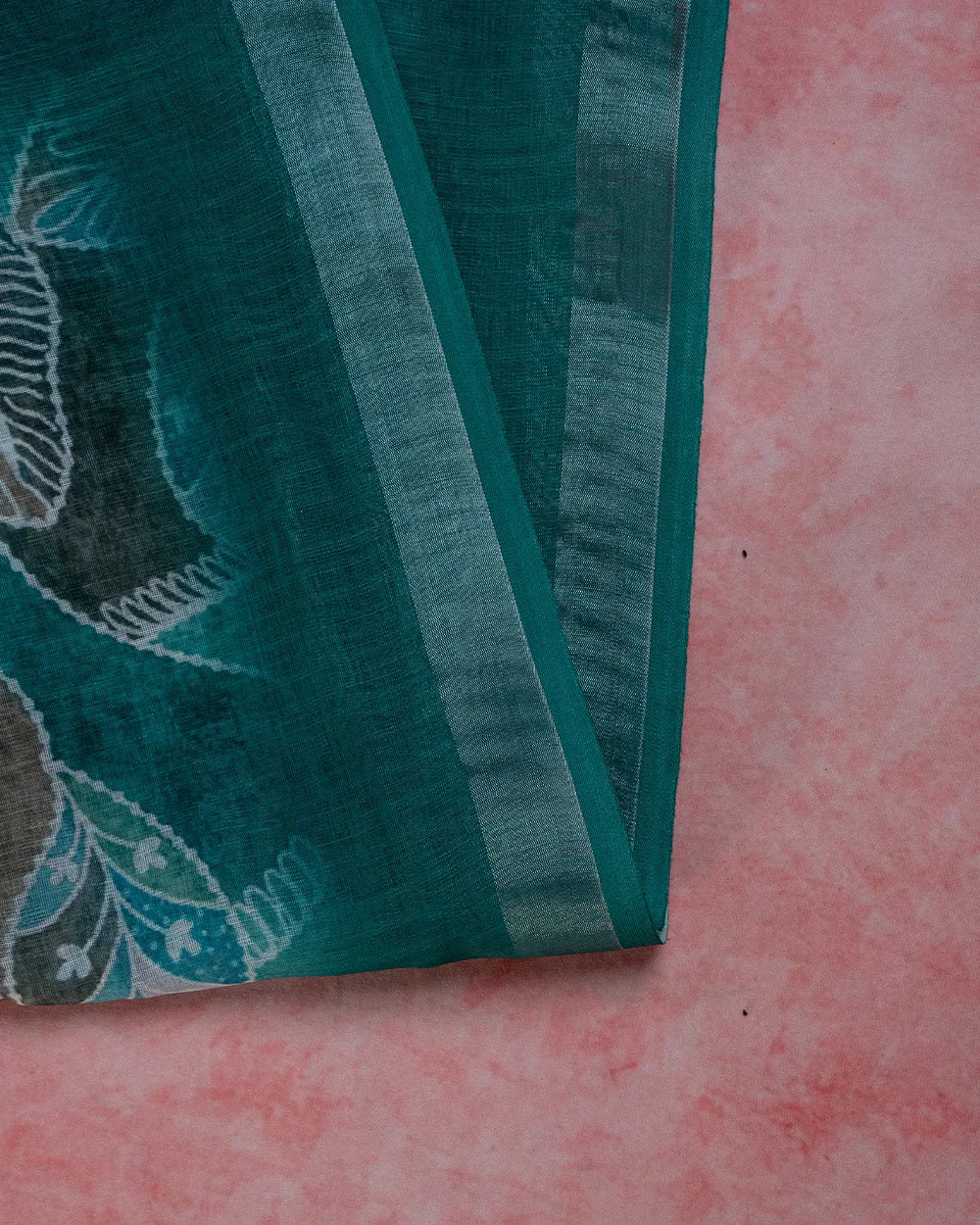 Elegant Teal Green & Brown Printed Chudi Material