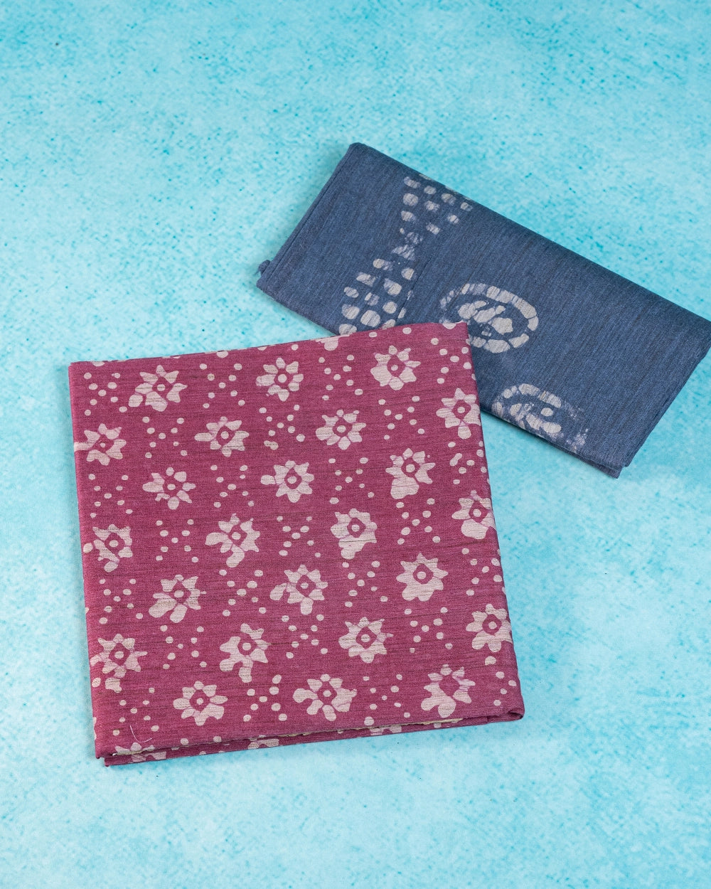 Elegant Burgundy & Navy Blue Printed Chudi Material