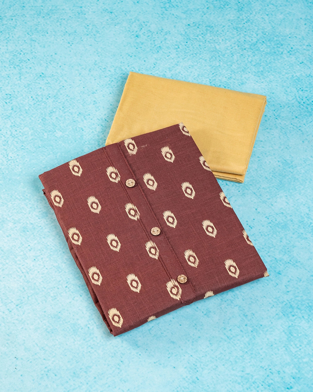 Elegant Maroon & Mustard Printed Chudi Material