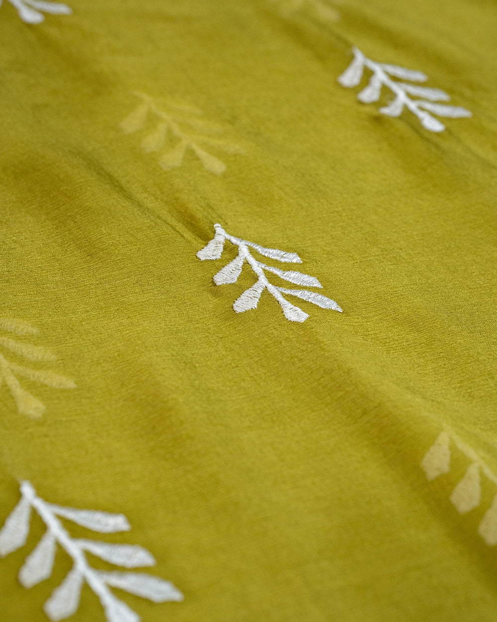Elegant Olive Green &White Chudi Material