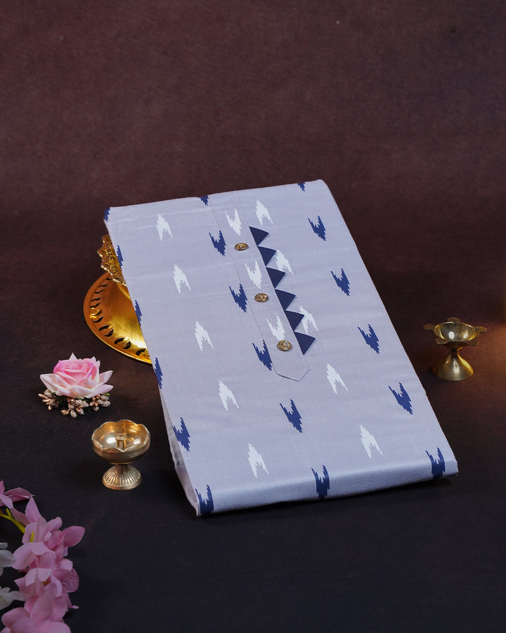 Elegant Navy Blue & White Chudi Material