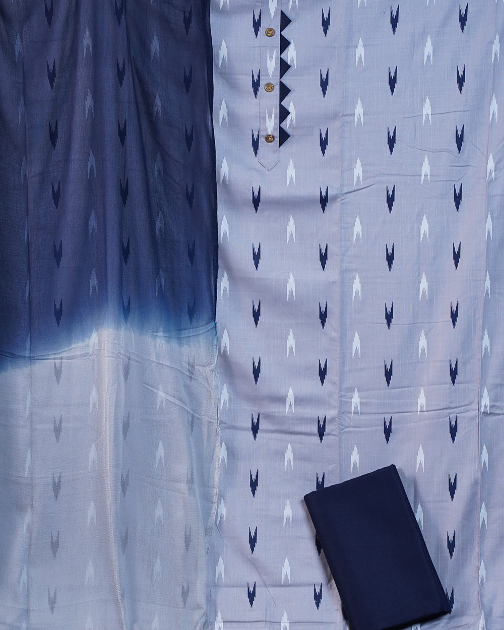 Elegant Navy Blue & White Chudi Material