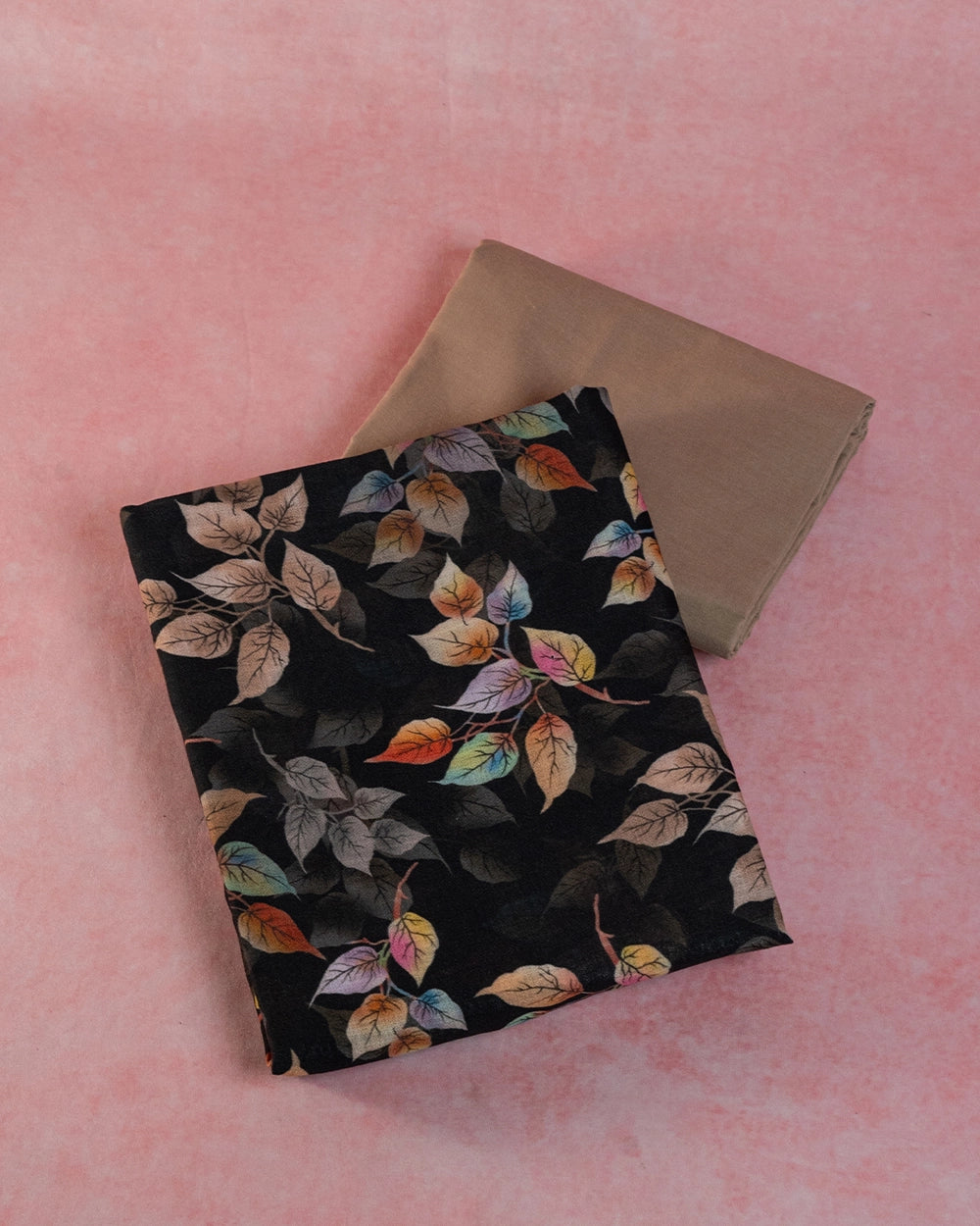 Elegant Black & Multicolour Floral Printed Chudi Material