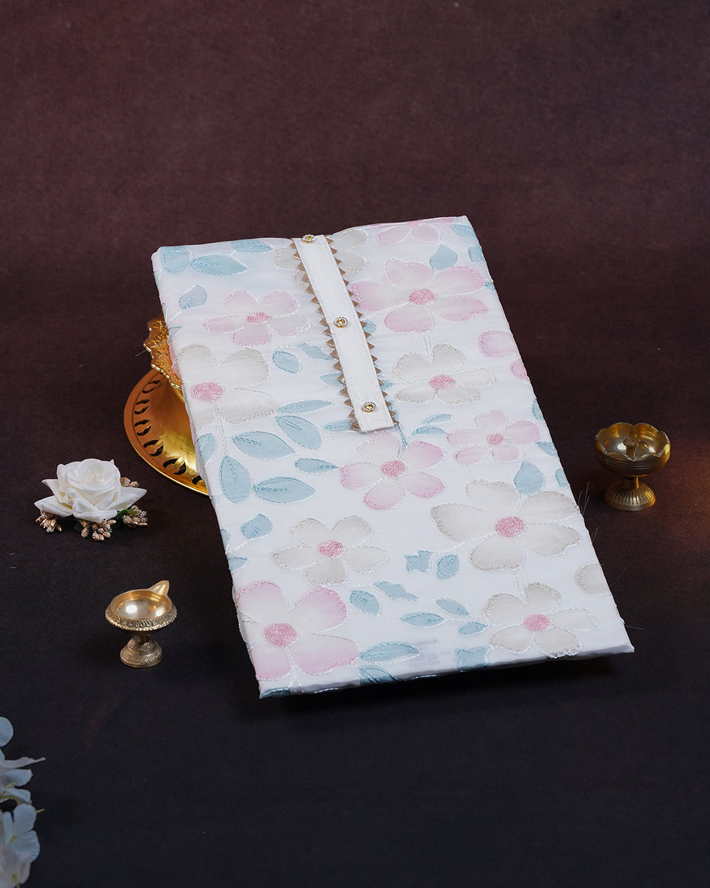 Elegant White Chudi Material