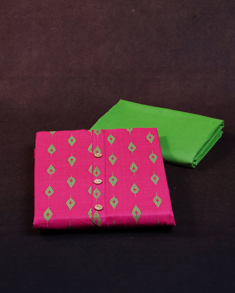 Elegant Pink & Green Printed Chudi Material