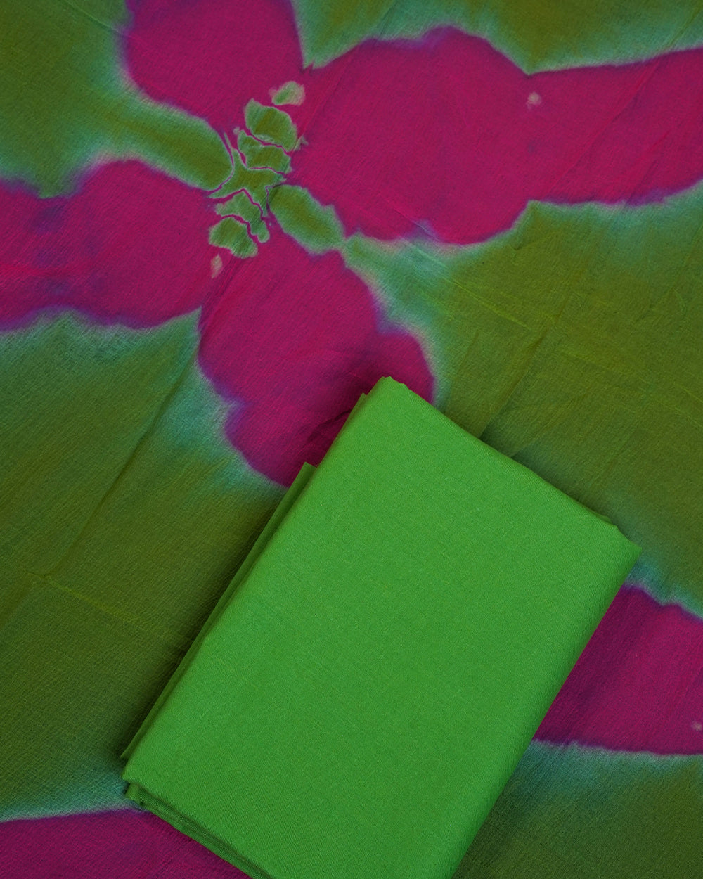 Elegant Pink & Green Printed Chudi Material