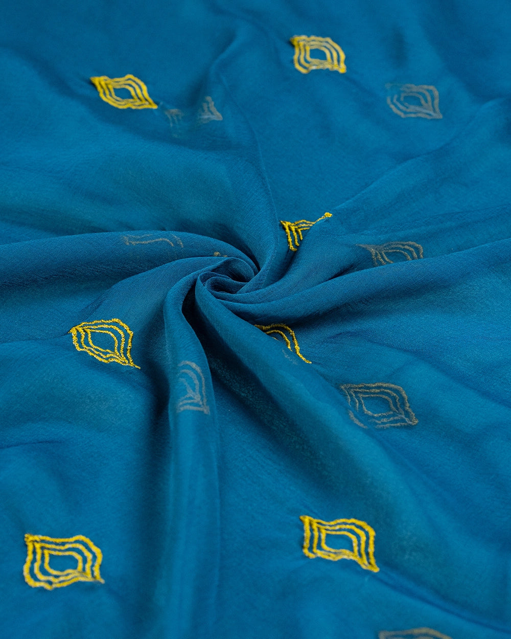 Elegant Mustard Yellow & Teal Blue Printed Chudi Material