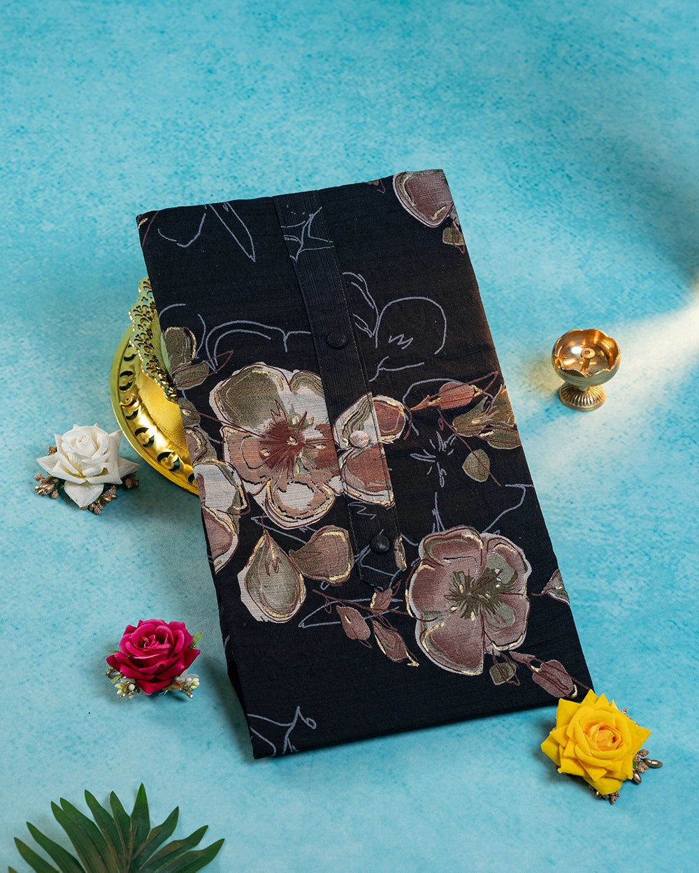 Black & Olive Green Printed Chudi Material