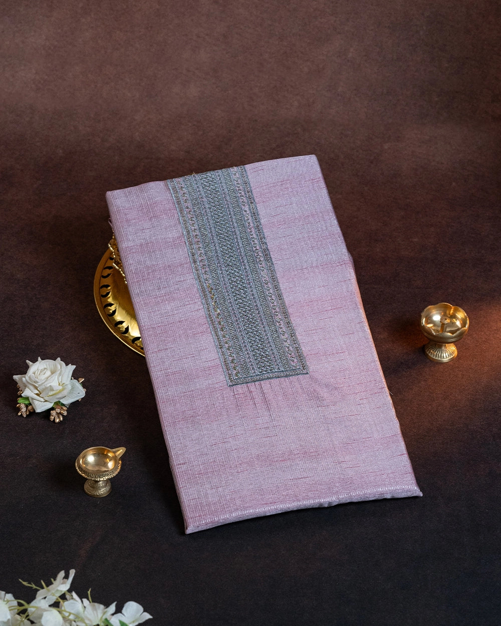 Elegantd dusty Pink &Grey Chudi Material