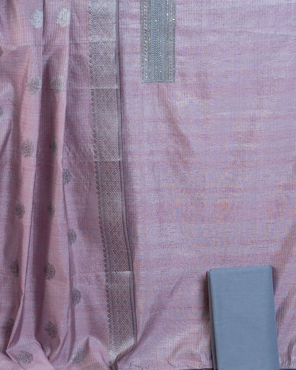 Elegantd dusty Pink &Grey Chudi Material