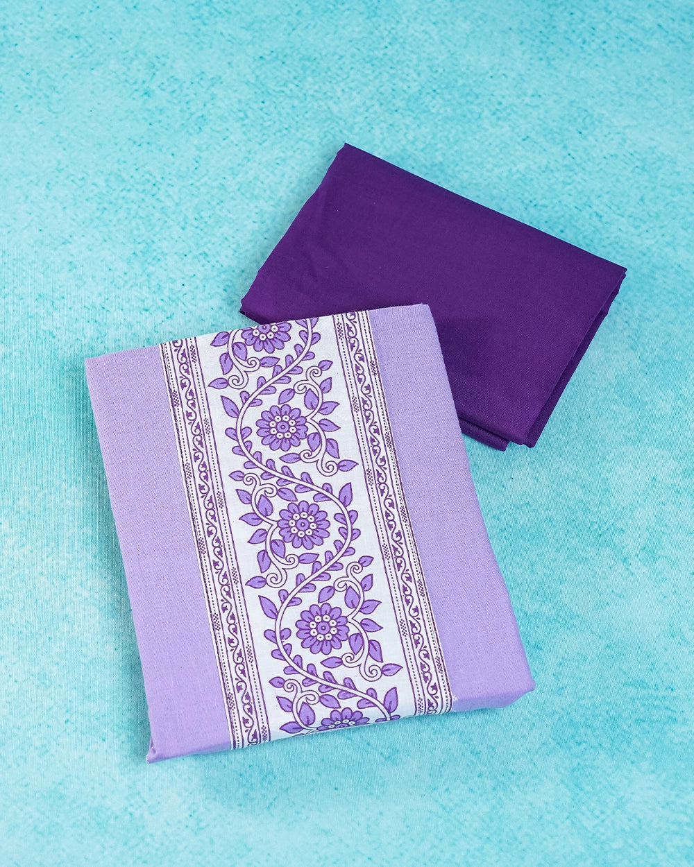 Elegant  levander & Purple Floral Printed Chudi Material