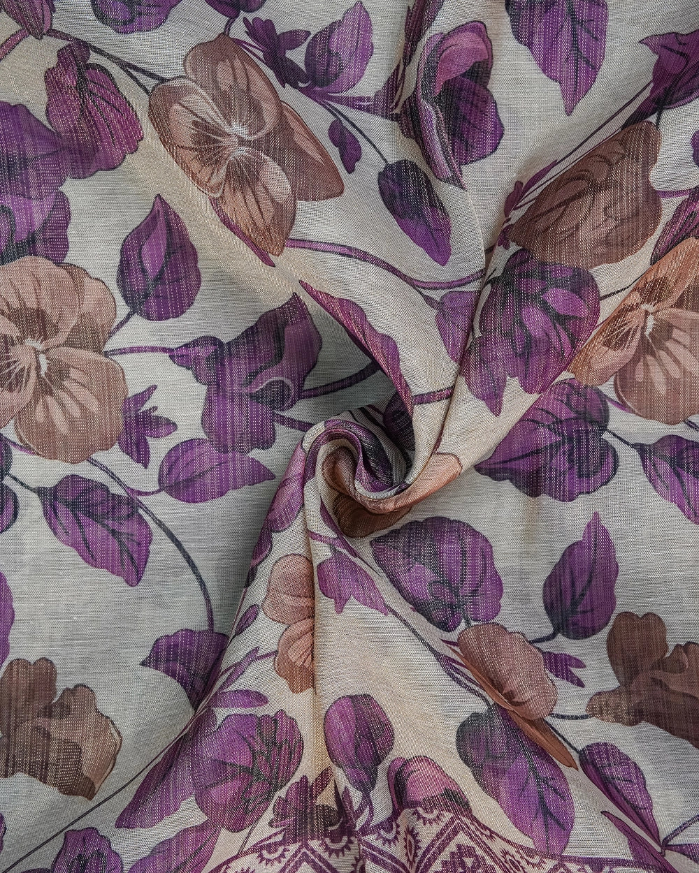 Elegant Purple & Beige Floral Chudi Material