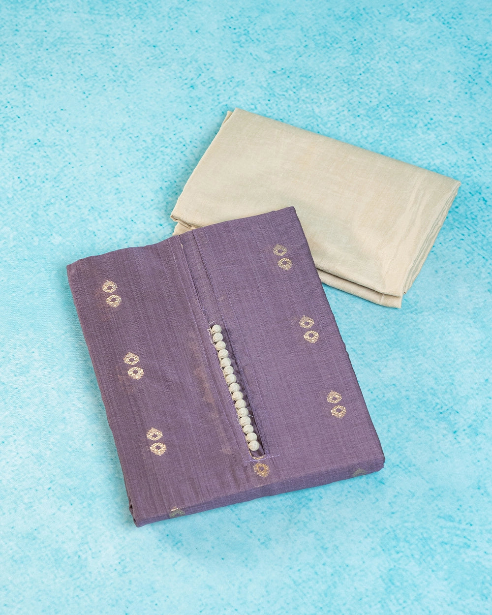 Elegant Dusty Purple & Cream Chudi Material