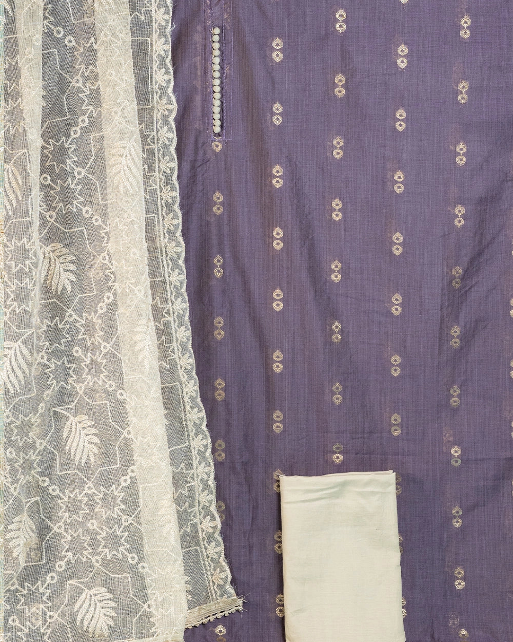 Elegant Dusty Purple & Cream Chudi Material