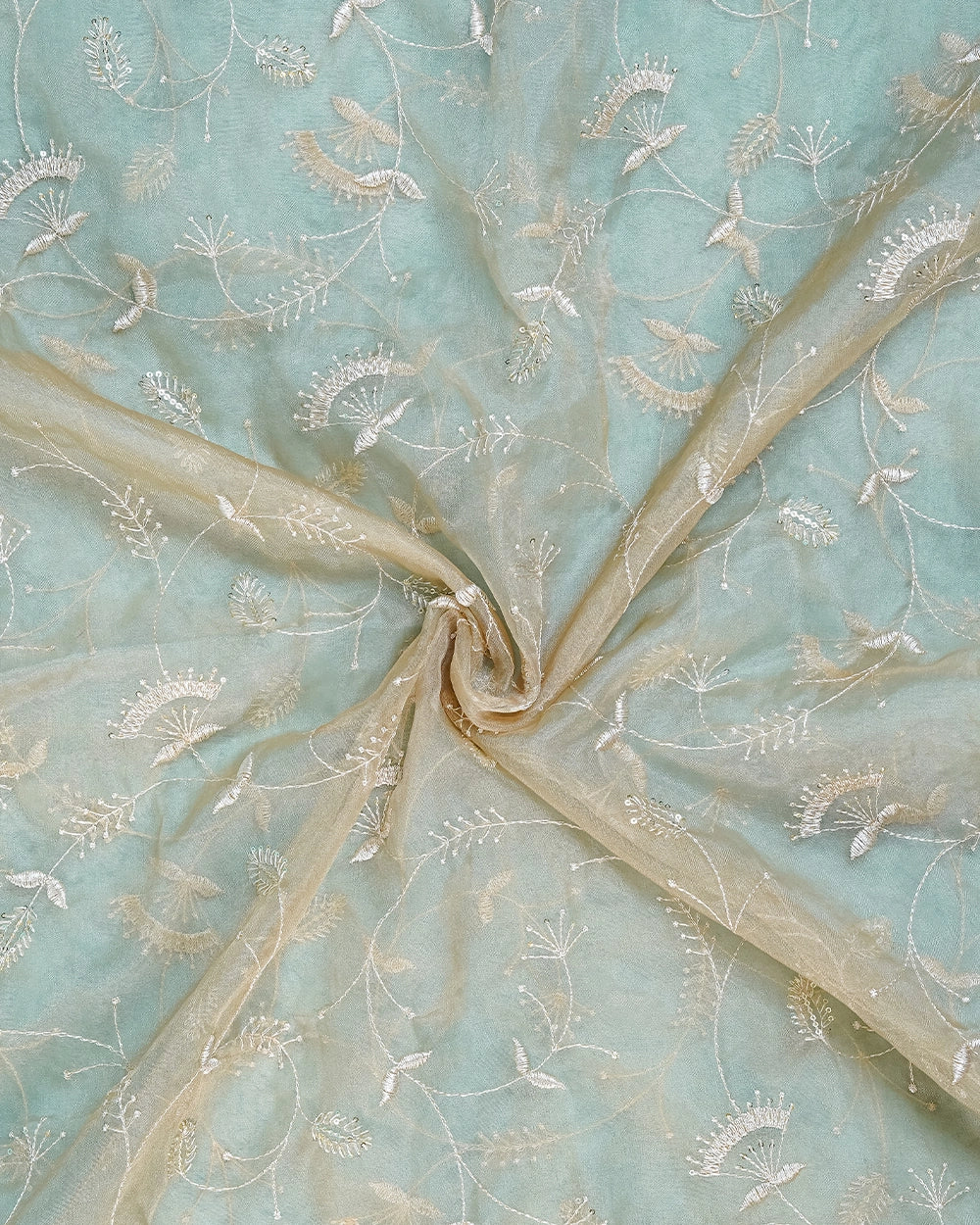 Elegant Beige & Golden Embroidered Chudi Material