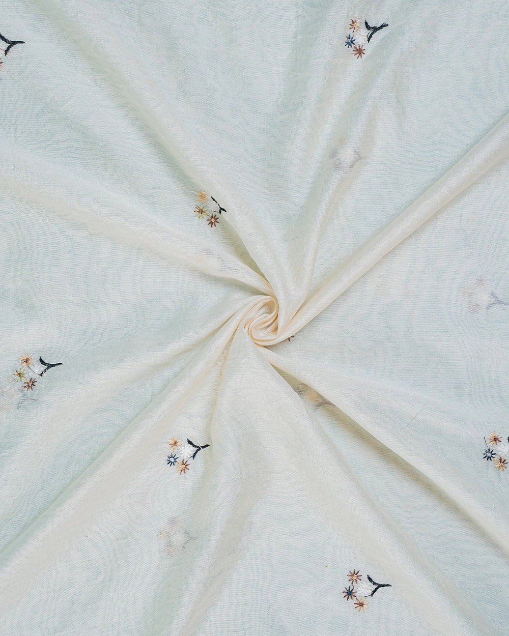 Elegant Ivory &Cream Floral Embroidered Chudi Material
