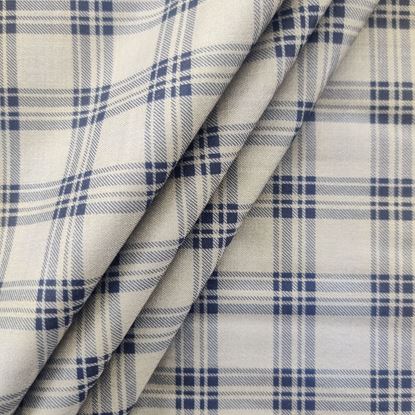 Picture of Rukman Mens Checked Unstitched Shirtings Fabric (Grey/Blue, 1.60 Meters)